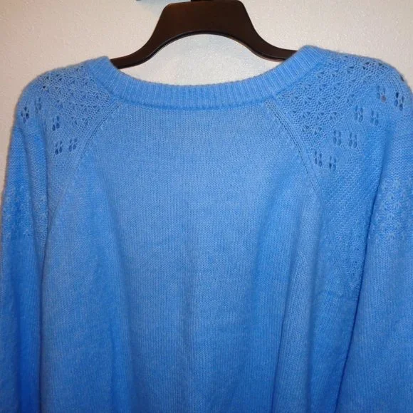 Evri Women's Plus Size Crewneck Pointelle Sweater Size 2X NWT Blue - Picture 9 of 11